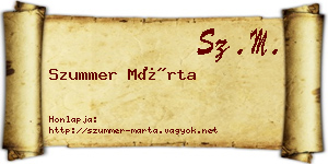 Szummer Márta névjegykártya